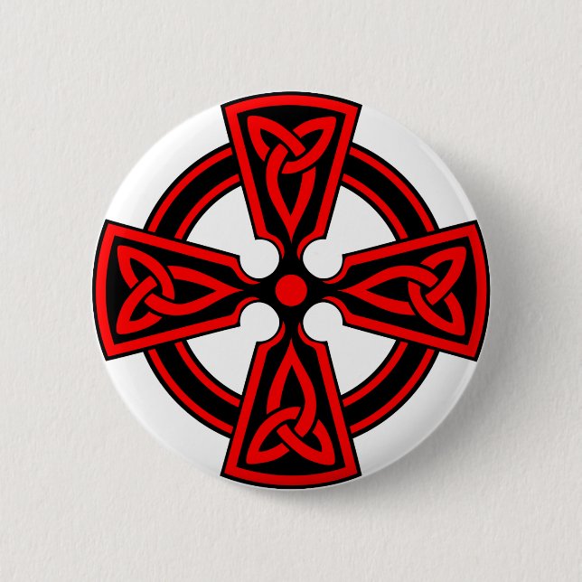 red celtic cross saxon viking wicca pagan 2 inch round button (Front)