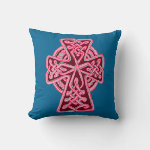 Red Celtic Cross Square Throw Pillow