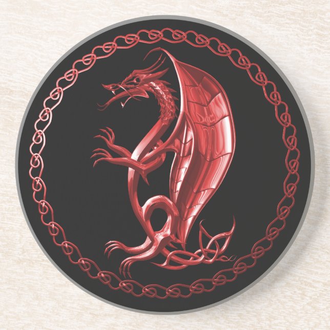 Red Celtic Dragon Coaster (Front)