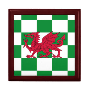 Red Celtic Dragon Flag Chequered Mystical Creature Gift Box