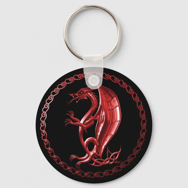 Red Celtic Dragon Keychain (Front)