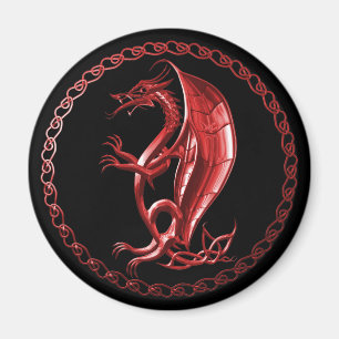 Red Celtic Dragon Magnet