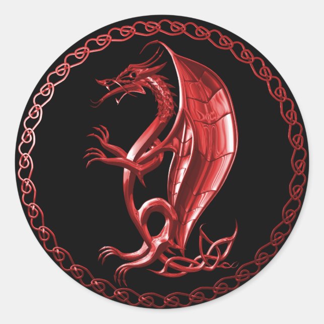 Red Celtic Dragon Sticker (Front)