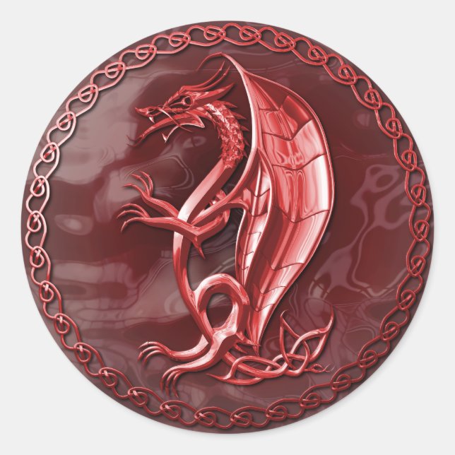 Red Celtic Dragon Sticker (Front)