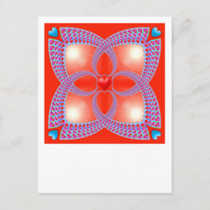 Red Celtic Heart Fractal Pattern Postcard