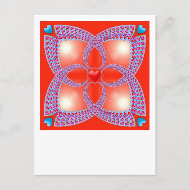 Red Celtic Heart Fractal Pattern Postcard (Front)