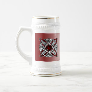 Red Celtic Knot Art Original Beer Stein