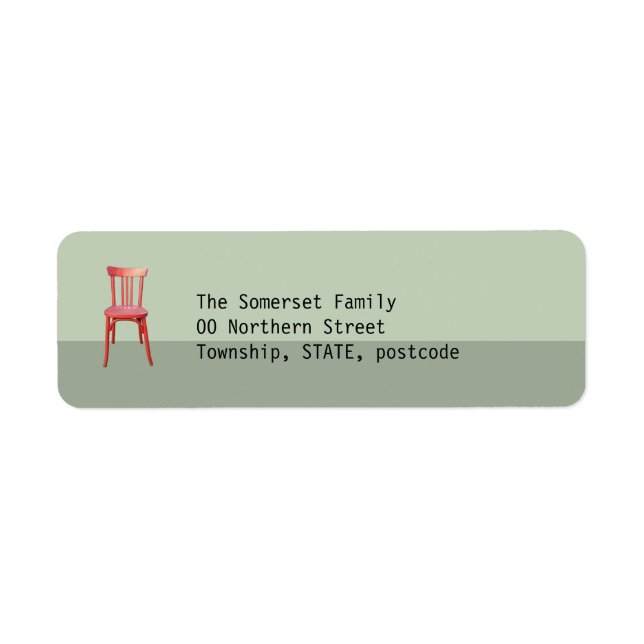 Red Chair green Return Address Label (Front)