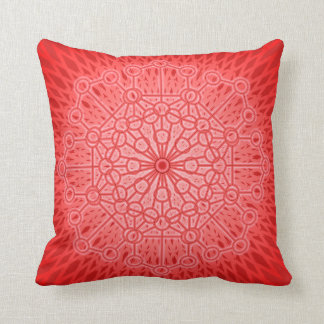 Red Chakra Mandala Pillow with Sacred Geometry