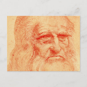 Red chalk self portrait of Leonardo da Vinci Postcard