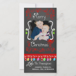 Red Chalkboard Merry Christmas Holiday Photo Card