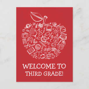 Red Chalkboard Teachers Apple Postcard