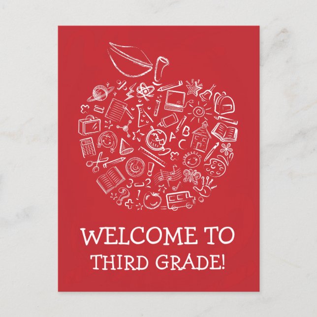 Red Chalkboard Teachers Apple Postcard (Front)