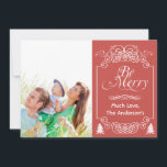 Red Chalkboard Typography Merry Christmas Photo Holiday Card<br><div class="desc">Red and White Retro English Cottagecore Esthetic Christmas Family Holiday Photo Card</div>