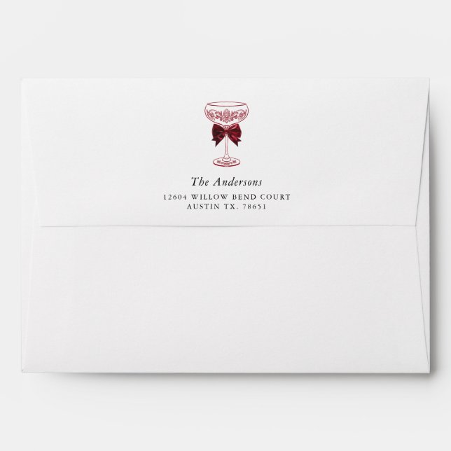 Red Champagne Christmas Party Envelope (Back (Top Flap))