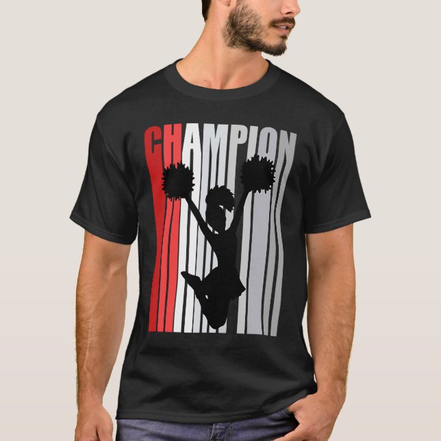 Red Champion Of Cheerleading Birthday Competition T-Shirt (Front)