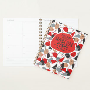 Red, Charcoal and White Abstract Shape Planner