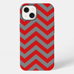 Red, Charcoal Large Chevron ZigZag Pattern iPhone 13 Case