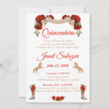 Red Charro Quinceanera Charro Invitation