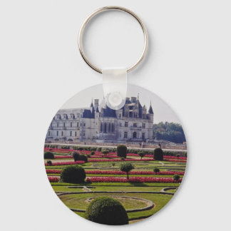 Red Chateau de Chenonceaux, France flowers Keychain