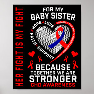 Red Chd Awareness Baby Sister Heart Disease Matchi Poster