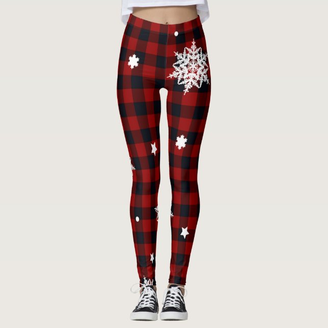 Red check christmas leggings (Front)