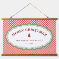 Red Check Gingham Merry Christmas Personalized