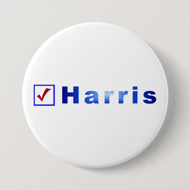 Red Check in Blue Box, Vote for Harris Buttons (Front)