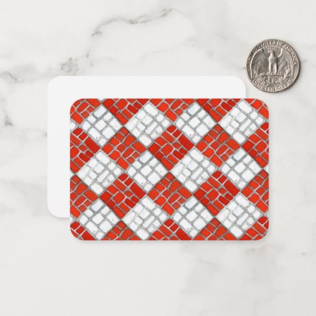 RED CHECK MOSAIC 3.5x2.5 Flat Card / Horizontal (Front/Back In Situ)