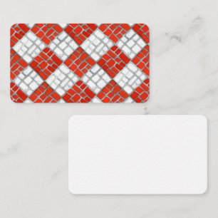 RED CHECK MOSAIC 3.5x2 Flat Note Card / Horizontal