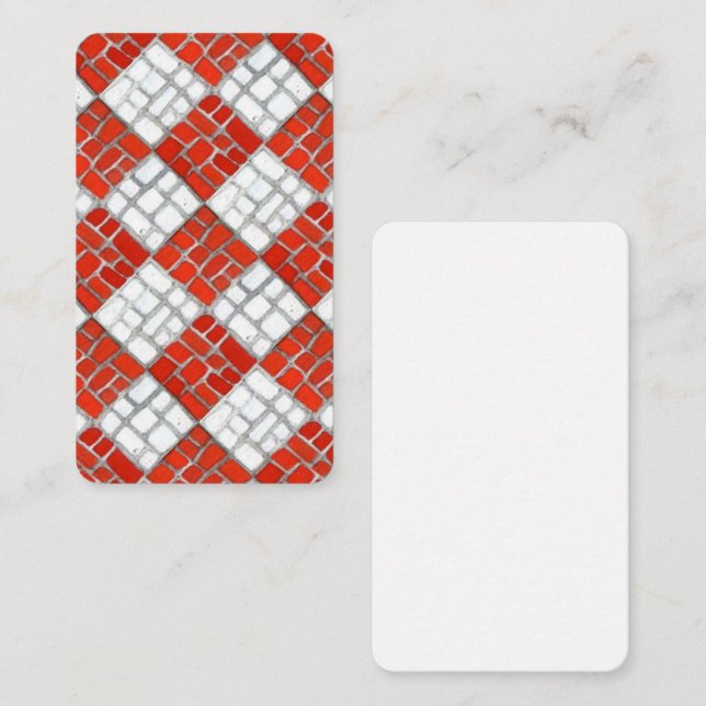 RED CHECK MOSAIC 3.5x2 Flat Note Card / Vertical (Front/Back)