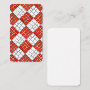 RED CHECK MOSAIC 3.5x2 Flat Note Card / Vertical