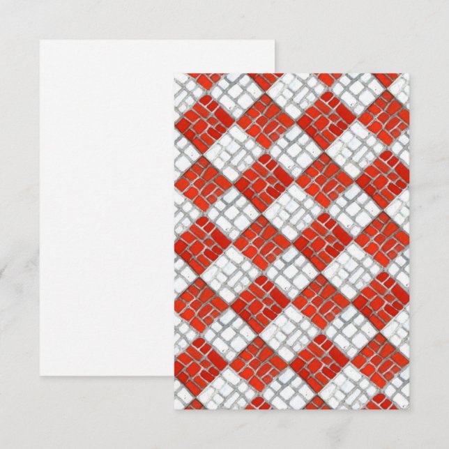 RED CHECK MOSAIC 3.5x5 Flat Card / Vertical (Front/Back)