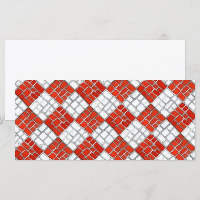 RED CHECK MOSAIC 4x9 Flat Card / Horizontal (Front/Back)