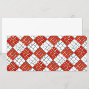 RED CHECK MOSAIC 4x9 Flat Card / Horizontal