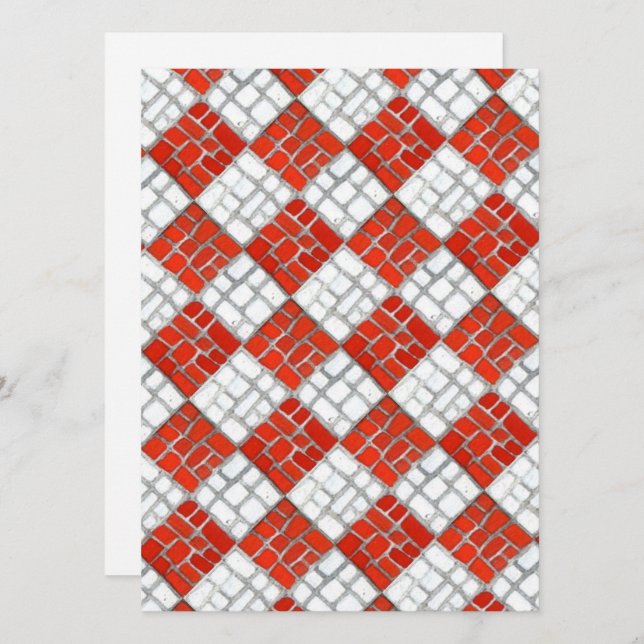 RED CHECK MOSAIC 5.5x7.5 Flat Card / Vertical (Front/Back)