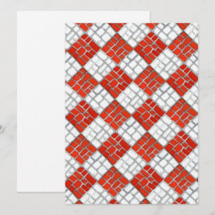 RED CHECK MOSAIC 5.5x7.5 Flat Card / Vertical