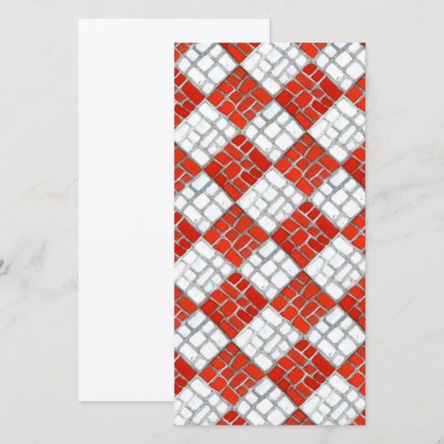 RED CHECK MOSAIC 8x4 Flat Card / Vertical (Front/Back)