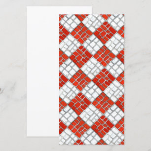 RED CHECK MOSAIC 8x4 Flat Card / Vertical
