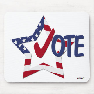 Red Check VOTE with US Flag Star Mouse Pad