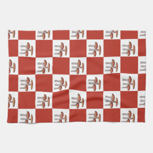 Red check with mushroom kitchen towel