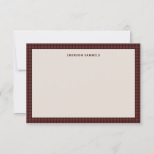 Red checked frame simple classic personalized card