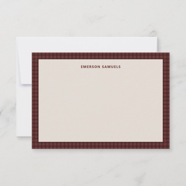 Red checked frame simple classic personalized card (Front)