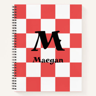 Red Checkered Pattern Background Notebook