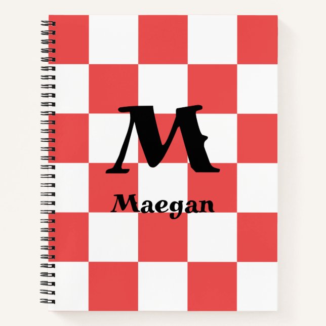 Red Checkered Pattern Background Notebook (Front)