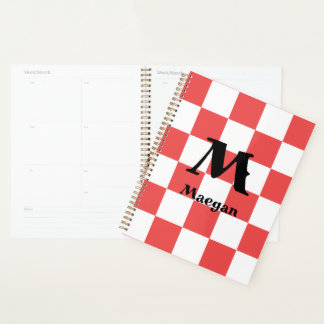 Red Checkered Pattern Background Planner