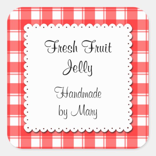 Red Checks White Doily Custom Stickers