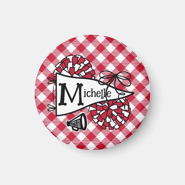 Red Cheer Pennant Personalized Locker Magnet (Front)
