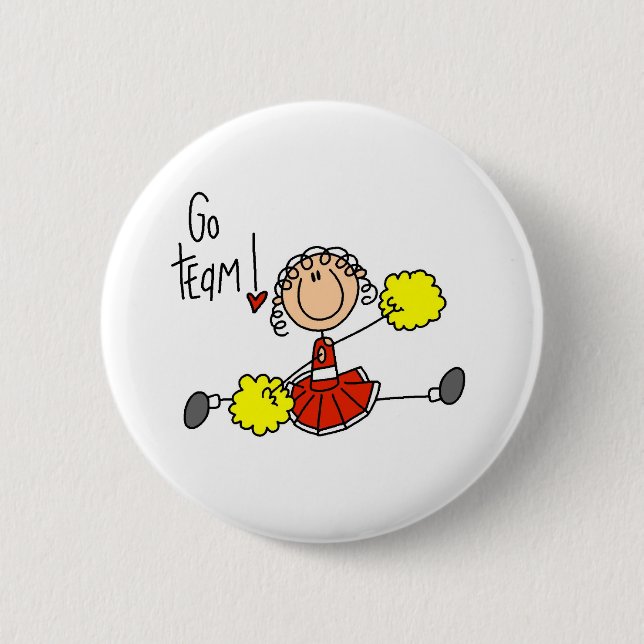 Red Cheerleader 2 Inch Round Button (Front)