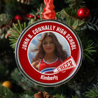 Red Cheerleader Photo High School Christmas